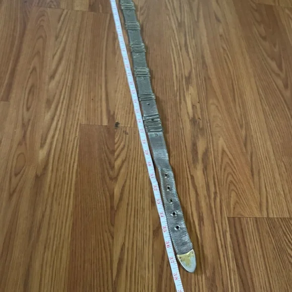 Silver Toned Metal Mesh Women’s Ornate Engraved Waist Belt Antique 38” Y2k Retro